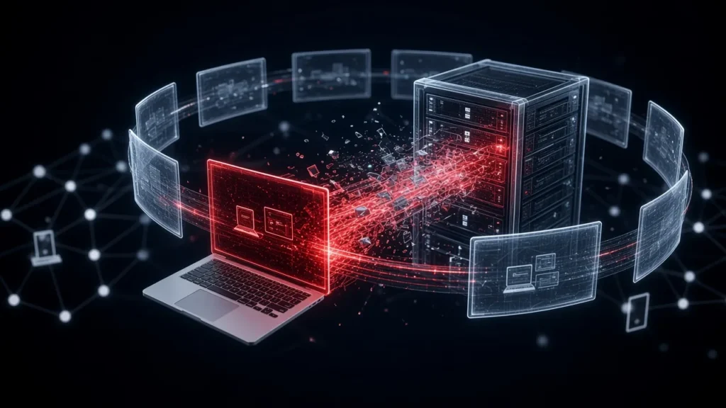 A saved snapshot rebuilding a server and laptop the way they were